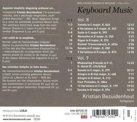 Opere per tastiera vols. 8 & 9 (Digipack) - CD Audio di Wolfgang Amadeus Mozart - 2