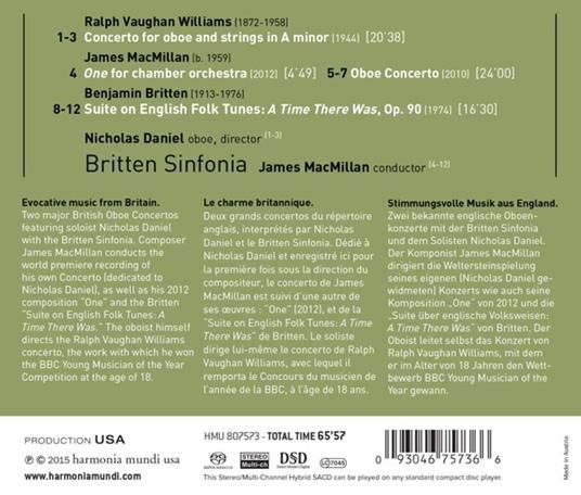 Concerti per oboe - CD Audio di Ralph Vaughan Williams,James MacMillan,Britten Sinfonia - 2