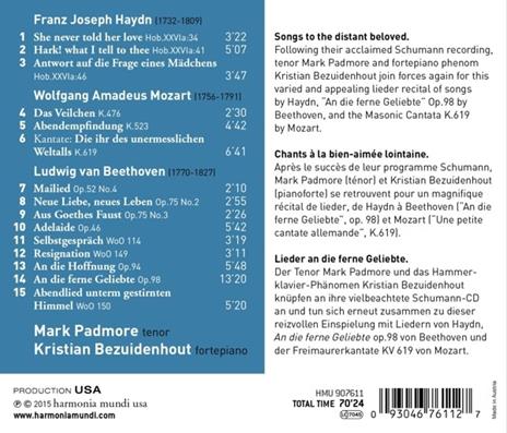An die Ferne Geliebte - CD Audio di Ludwig van Beethoven,Mark Padmore,Kristian Bezuidenhout - 2
