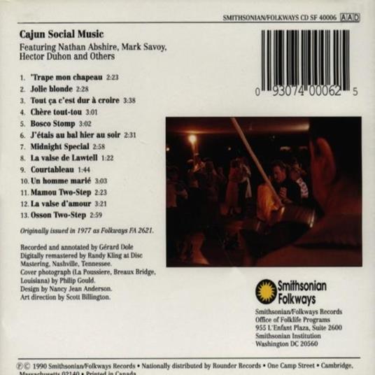 Cajun Social Music - CD Audio - 2