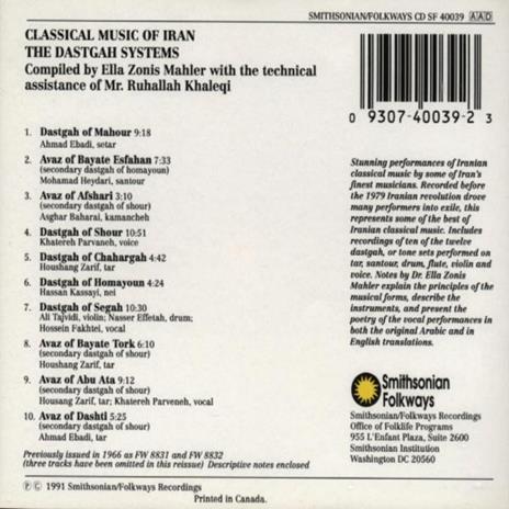 Classical Music of Iran - CD Audio - 2