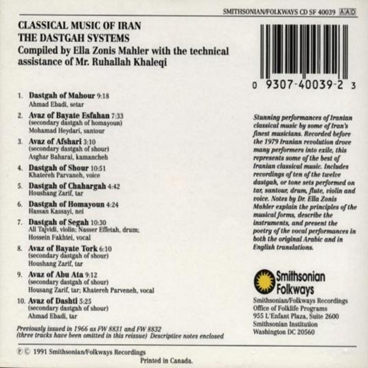 Classical Music of Iran - CD Audio - 2