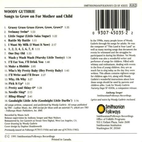 Songs to Grow on for Mother and Child - CD Audio di Woody Guthrie - 2