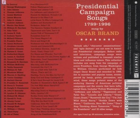 Presidential Campaign Songs 1789-1996 - CD Audio di Oscar Brand - 2
