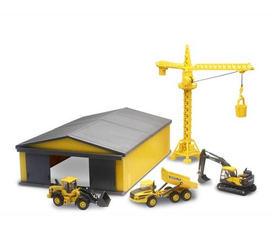 Volvo Die Cast Playset With Crane 1 Shed 32105 Ss Giallo