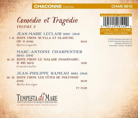 Comédie et tragédie vol.2 - CD Audio di Jean-Philippe Rameau,Marc-Antoine Charpentier,Jean-Marie Leclair - 2
