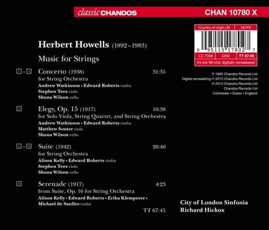 Musik fur Streichorchest - CD Audio di Herbert Howells - 2