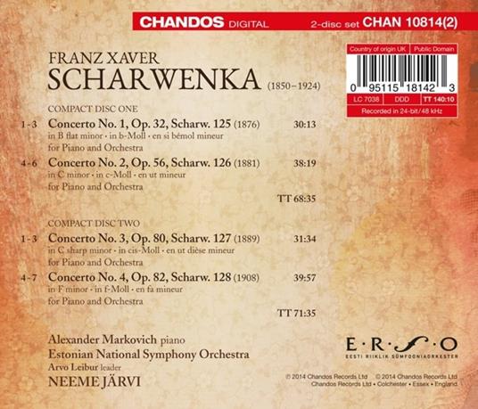 Concerti per Pianoforte N.1, N.2, N.3, N.4 - CD Audio di Franz Xaver Scharwenka - 2