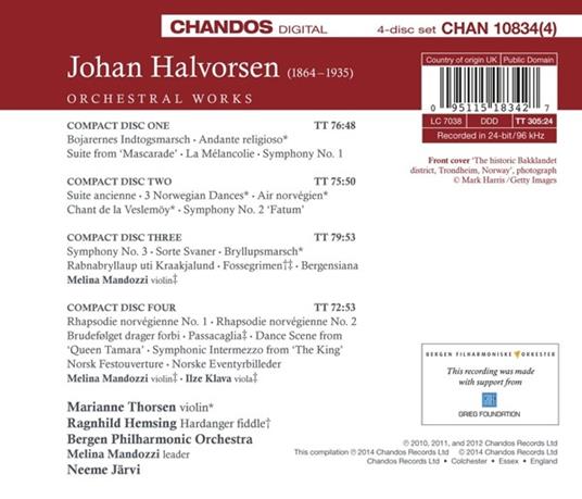 Musica Orchestrale - CD Audio di Johan Halvorsen - 2