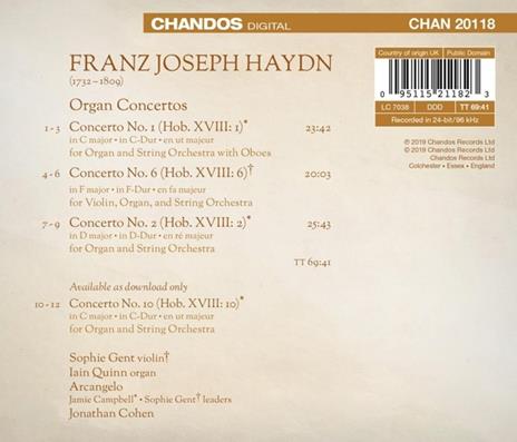 Concerti per organo n.1, n.6, n.2 - CD Audio di Franz Joseph Haydn,Iain Quinn - 2