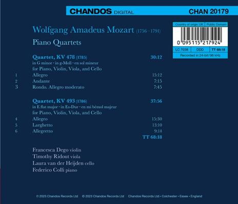 The Piano Quartets - CD Audio di Wolfgang Amadeus Mozart,Francesca Dego - 2