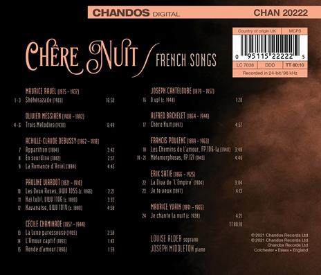 Chère Nuit. French Songs - CD Audio - 2