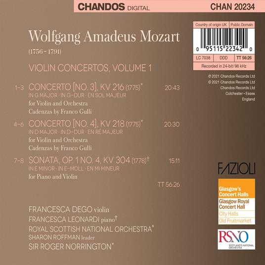 Violin Concertos n.3 & n.4 - CD Audio di Wolfgang Amadeus Mozart,Francesca Dego - 2