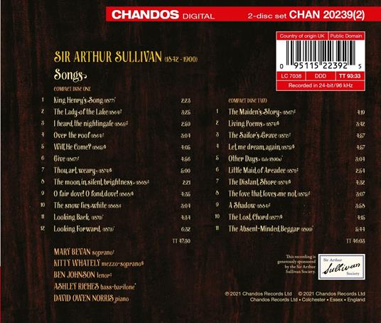 The Harmonious Echo. Songs by Sir Arthur Sullivan - CD Audio di Arthur Sullivan,Mary Bevan - 2
