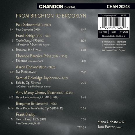 From Brighton to Brooklyn. Musica per violino e pianoforte - CD Audio di Tom Poster,Elena Urioste - 2