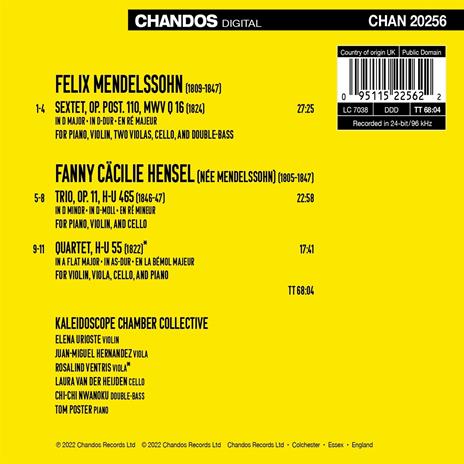 Piano Sextet - CD Audio di Felix Mendelssohn-Bartholdy,Fanny Mendelssohn-Hensel,Kaleidoscope Chamber Collective - 2