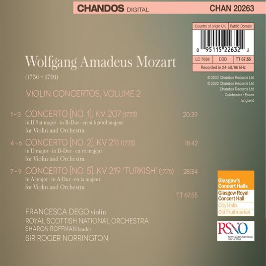 Violin Concertos Vol.2 - CD Audio di Wolfgang Amadeus Mozart,Francesca Dego - 2
