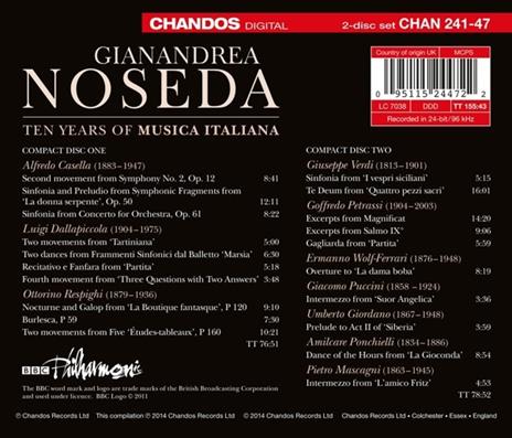 Ten Years of Musica Italiana - CD Audio di Gianandrea Noseda - 2