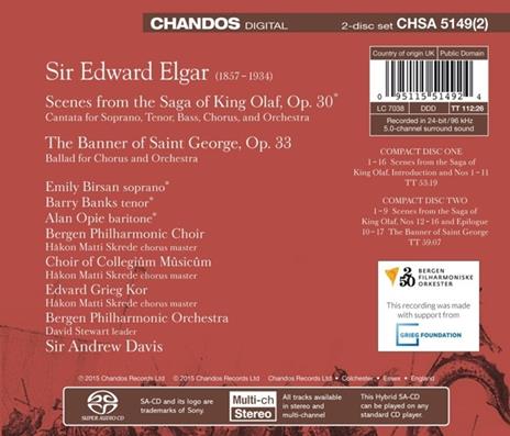 King Olaf - The Banner of St. George - SuperAudio CD ibrido di Edward Elgar,Andrew Davis,Bergen Philharmonic Orchestra - 2