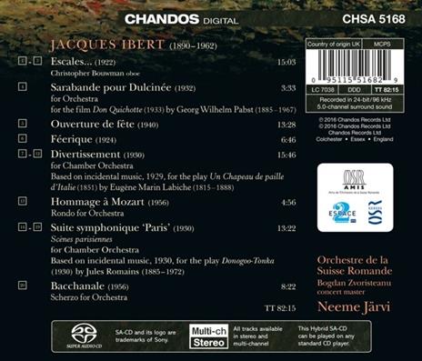 Opere orchestrali (Integrale) - SuperAudio CD ibrido di Neeme Järvi,Jacques Ibert - 2