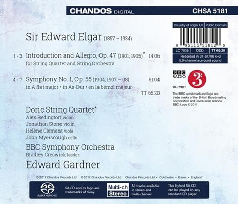 Sinfonia n.1 - SuperAudio CD ibrido di Edward Elgar,BBC Symphony Orchestra,Edward Gardner - 2