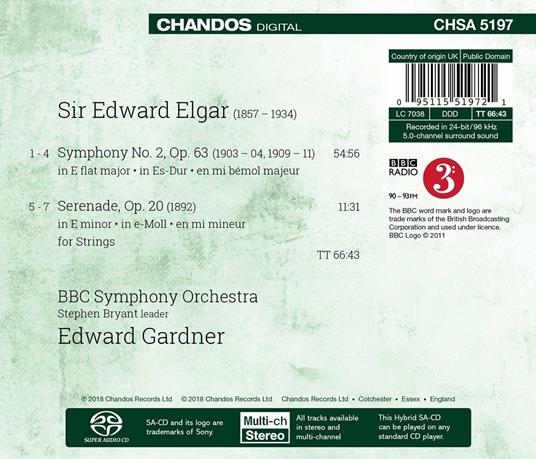 Sinfonia n.2 - Serenade per archi (Import) - SuperAudio CD ibrido di Edward Elgar,Edward Gardner - 2