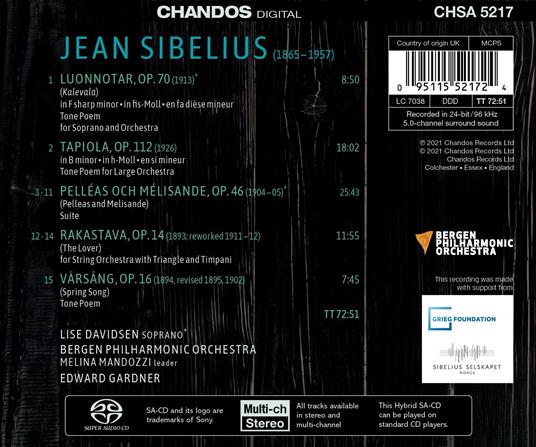Luonnotar, Tapiola, Spring - SuperAudio CD di Jean Sibelius - 2
