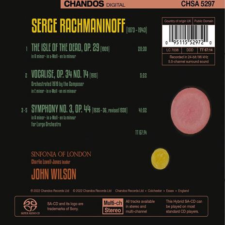 Symphony No.3 - Isle of the Dead - Vocalise - SuperAudio CD di Sergei Rachmaninov,Sinfonia of London - 2