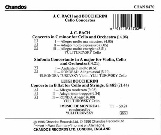 Concerti per violoncello - CD Audio di Johann Sebastian Bach,Luigi Boccherini - 2