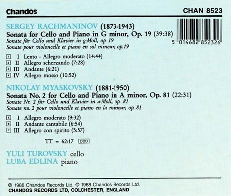 Sonate per violoncello - CD Audio di Sergei Rachmaninov - 2