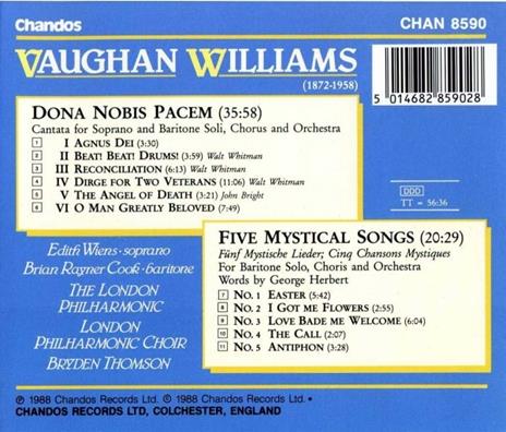 Dona Nobis Pacem - Cinque canzoni mistiche - CD Audio di Ralph Vaughan Williams - 2