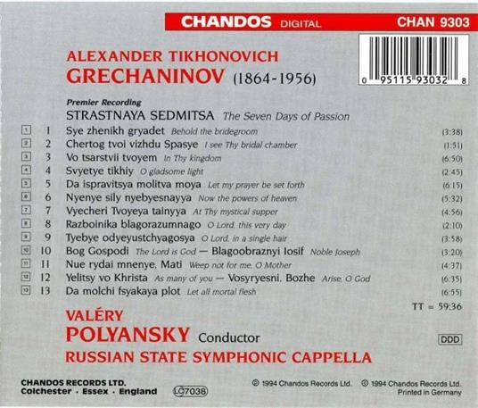 Sette giorni di Passione - CD Audio di Alexander Grechaninov - 2