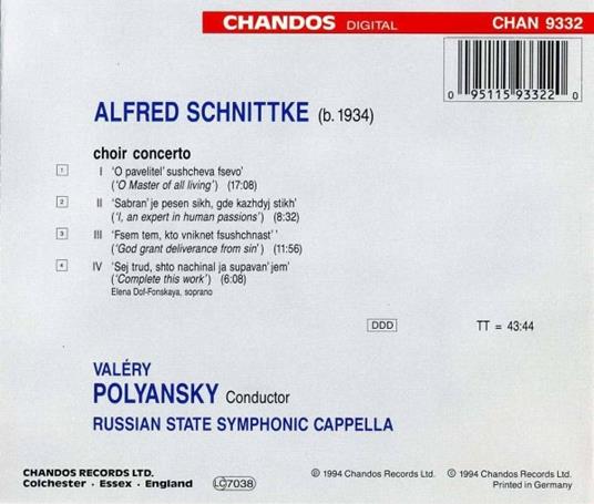 Concerto per coro - CD Audio di Alfred Schnittke - 2