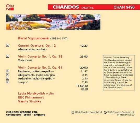Concerti per violino - CD Audio di Karol Szymanowski - 2