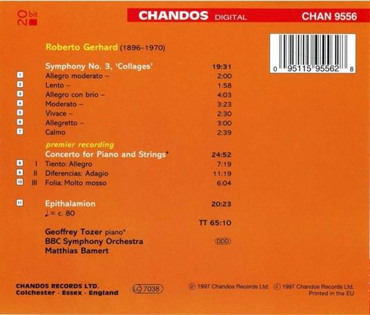 Sinfonia n.3 - Epithalamion - Concerto per Pianoforte - CD Audio di Roberto Gerhard - 2