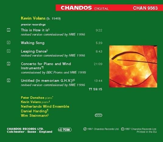 Concerto per pianoforte e fiati - CD Audio di Kevin Volans - 2