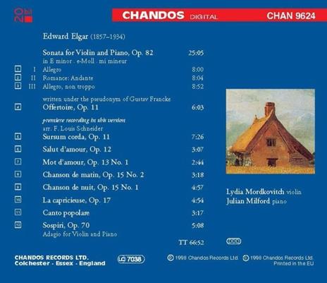 Sonata per violino in Mi - CD Audio di Edward Elgar - 2