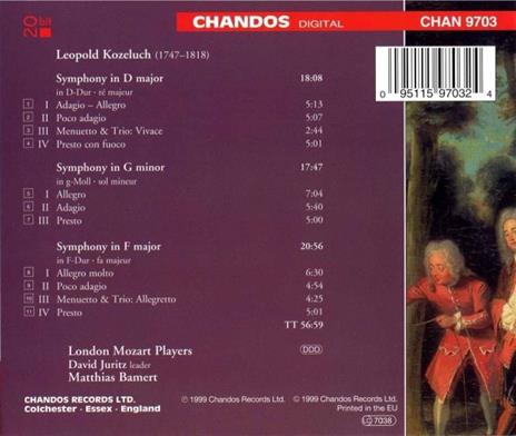Sinfonie - CD Audio di Leopold Antonin Kozeluch - 2