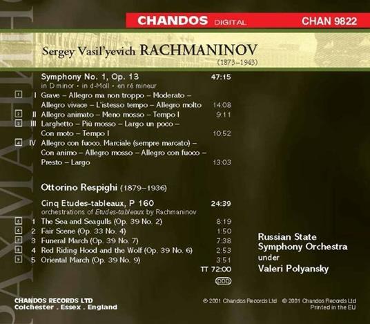 Sinfonia n.1 - Études Tableaux - CD Audio di Sergei Rachmaninov - 2