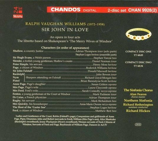 Sir John in Love - CD Audio di Ralph Vaughan Williams - 2