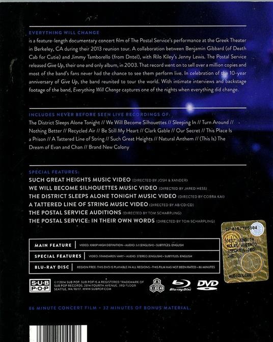 The Postal Service. Everything Will Change (Blu-ray) - Blu-ray di Postal Service - 2