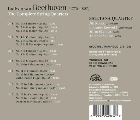 Quartetti per archi completi - CD Audio di Ludwig van Beethoven,Smetana Quartet - 2