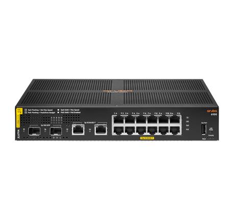 Hewlett Packard Enterprise Aruba 6100 12G Class4 PoE 2G/2SFP+ 139W Gestito L3 Gigabit Ethernet (10/100/1000) Supporto Power over Ethernet (PoE) 1U Nero