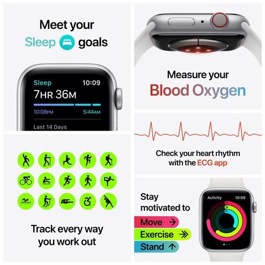 Apple Watch Series 6 GPS + Cellular, 44mm in acciaio inossidabile color  argento con cinturino Sport Bianco - Apple - Telefonia e GPS | IBS