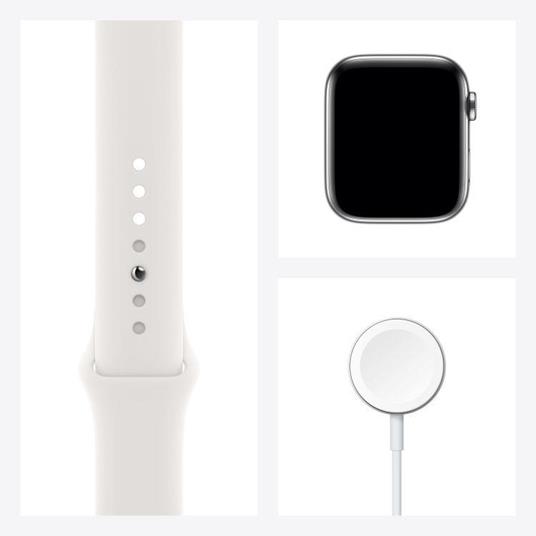 Apple Watch Series 6 GPS + Cellular, 44mm in acciaio inossidabile color  argento con cinturino Sport Bianco - Apple - Telefonia e GPS | IBS