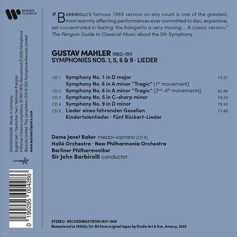 Symphonies n.1, n.5, n.6, n.9 - CD Audio di Gustav Mahler,Sir John Barbirolli - 2