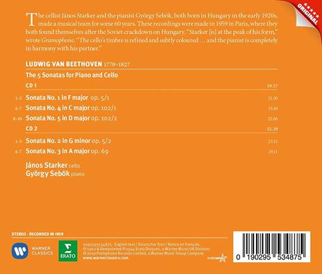 Sonate per violoncello e pianoforte - CD Audio di Ludwig van Beethoven,Janos Starker,György Sebok - 2