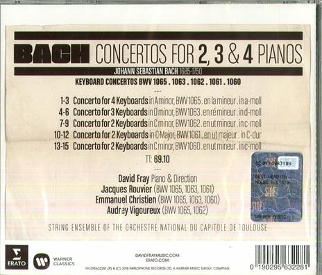 Concerti per 2, 3 e 4 pianoforti - CD Audio di Johann Sebastian Bach,David Fray - 2