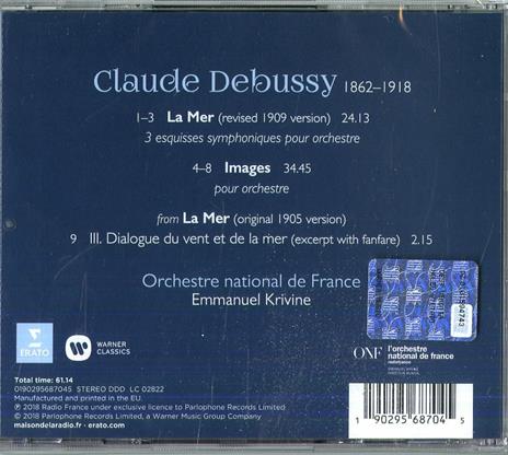 La mer - Images - CD Audio di Claude Debussy,Orchestre National de France,Emmanuel Krivine - 2