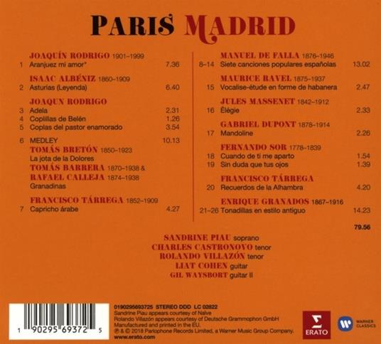 Paris Madrid - CD Audio di Rolando Villazon,Sandrine Piau,Charles Castronovo,Liat Cohen - 2